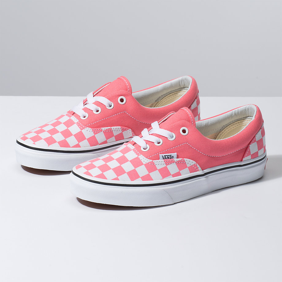 Vans Bayan Spor Ayakkabı Checkerboard Era Pembe/Beyaz | 77105-936